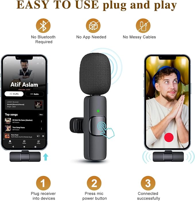 Wireless Microphone for iPhone 15 16，iPad, Android, Lavalier Microphone for Video Recording, Noise Reduction, Clip on Mini Mic for Tiktok, YouTube, Vlog, Podcast, ASMR - Image 4