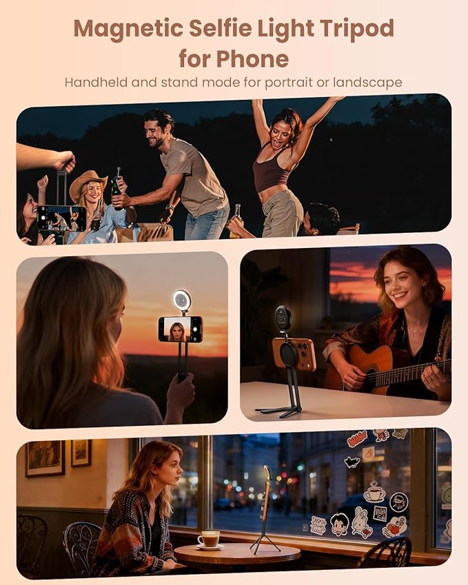 2 in 1 Magnetic Selfie Light Tripod for iPhone for Magsafe Tripod | magnetic adsorption,phone mount smartphone stand selfie stick with fill light for iPhone accessories,3 color temps brightness - Image 3