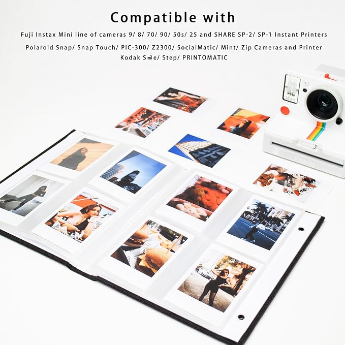 Mini Photo Album for Fujifilm Instax Mini Polaroid Snap, Pack of 2 Linen Picture Book 2x3, Each Small Album Holds 208 Photos Grey - Image 4