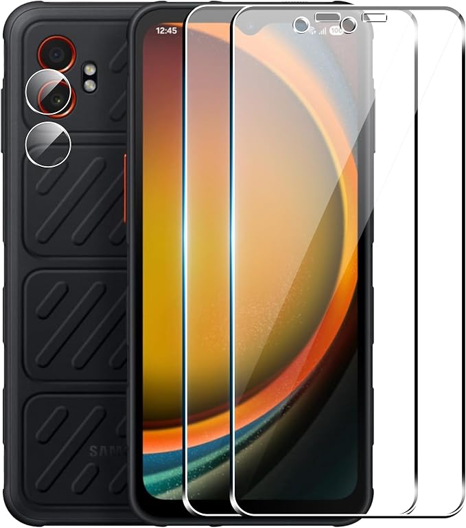 for Samsung Galaxy Xcover 7 Pro Screen Protector with Camera Lens Protector, 9H Hardness Anti-Scratch Tempered Glass flim, Case Friendly, Anti-Fingerprint,Anti-Scratch (2+2 PACK) by Suttkue