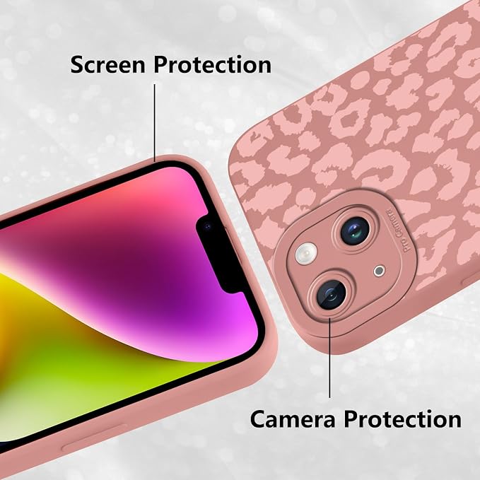 Cute Pink Cheetah Print Phone Case for iPhone 14 Plus 6.7" | Aesthetic Leopard Pattern Design Cover Full Camera Lens Protective Shockproof Soft Slim TPU Funda for Women Girls - Image 5