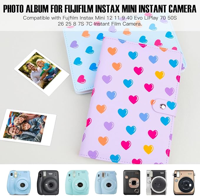 Veicevol 156-Pocket Album for Instax Mini & Polaroid 2x3 in Photos, Pueple | PU Leather Cover, Portable Album, Mini Photo Album for Fujifilm Instax Mini Camera, Polaroid Camera, Wedding Keepsake - Image 6