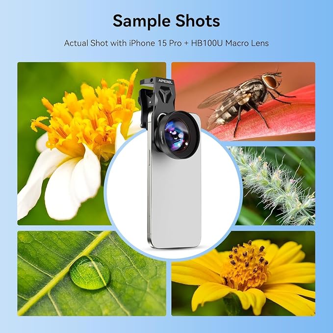 Upgraded Professional Macro Lens for Smartphone, HB100U Macro Photography Lens for iPhone, Aluminum Phone Camera Lens Kit with Universal Clip. Phone Lens Attachment Fit for iPhone, Android Phone. - Image 2