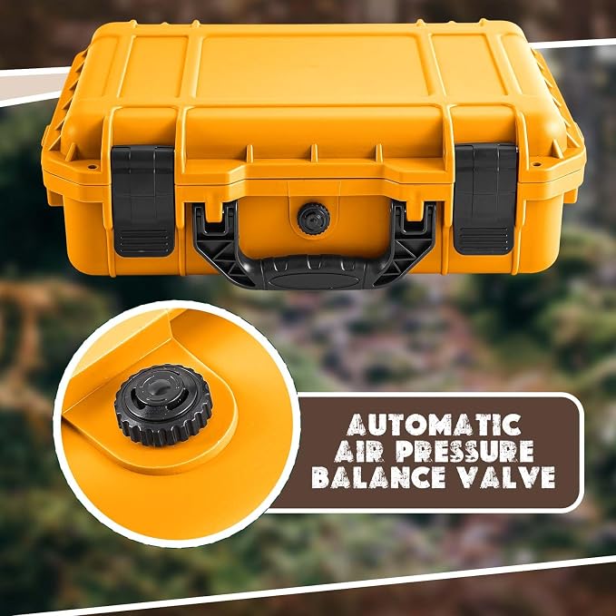 Relaxweex 1 Pcs Waterproof Hard Case with DIY Customizable Foam Insert Portable Protective Case with Knife for Camera Drones Equipments Tools Test Instruments(Yellow,11.3 x 8.7 x 4.2 Inch) - Image 4
