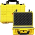 Jack Boss Waterproof Hard Camera Case with Pre-cut Foam,Yellow | Portable Protective Hard Shell Case With Updated Plastic Material,Fit Drones,Camera,Equipments,16x12.8x6.8 Inch by JACKBOSS