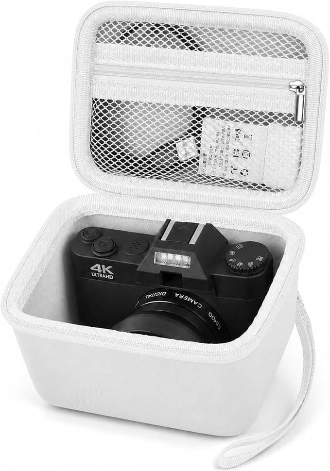 Comecase Vlogging Camera Case for Duluvulu/for VJIANGER 4K Digital Cameras | Mesh Pocket for Charging Cables and Batteries, Travel Storage for Vloggers, Parties and Camping (White) - Case Only by COMECASE