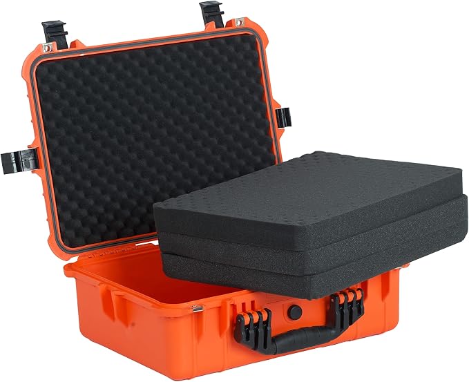 MEIJIA All Weather IP67 Waterproof Hard Camera Case,Hard Protective Case,Hard Case with Customizable Foam,Fit Use of Drones,Camera,Equipments,Pistols(Orange,19.78x15.77x7.41inches) - Image 2