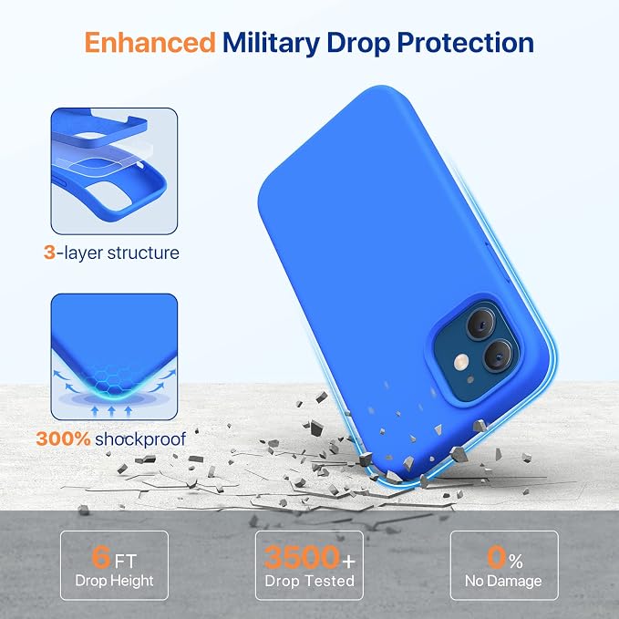 Miracase Silicone for iPhone 12 Case/iPhone 12 Pro Case, Mediterranean Blue | Liquid Silicone Gel Rubber Shockproof Drop Protection Phone Case for iPhone 12/12 Pro 6.1 inch - Image 4
