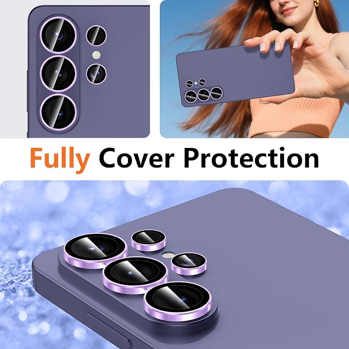 for Samsung Galaxy S26 Ultra Camera Lens Protector, Individual Metal Ring Tempered Glass Lens Cover, [Strong Adsorption] Scratch Resistant Ultra-Thin HD Clear Lens Cover, 1 Set-Purple Ring - Image 8