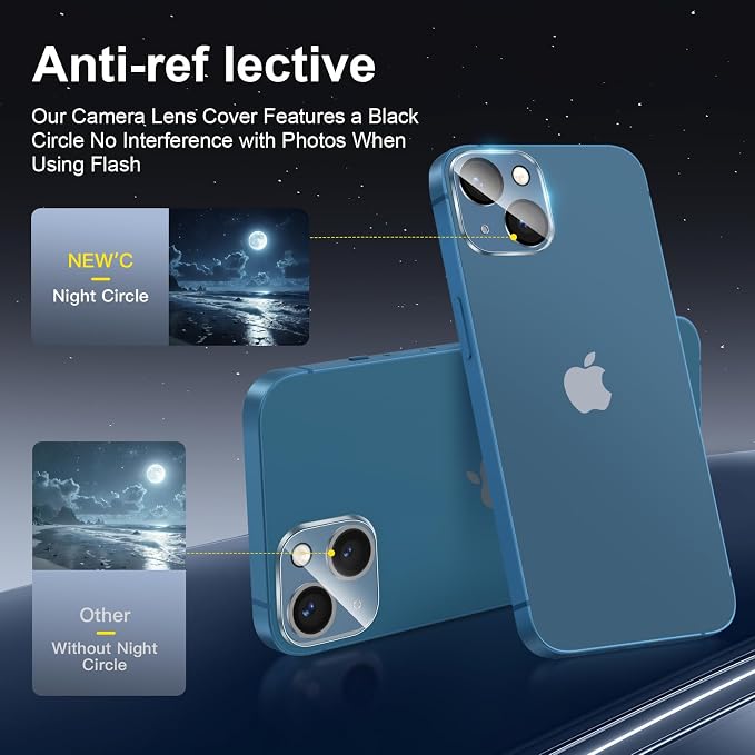 NEW'C 3x Privacy for iPhone 13 Screen Protector (6.1 inches)+ 3x Camera Lens Protector, Sensor Protection, Case Friendly Tempered Glass Film + Dust Plug- Enhanced Privacy Angle of 28 Degrees - Image 5