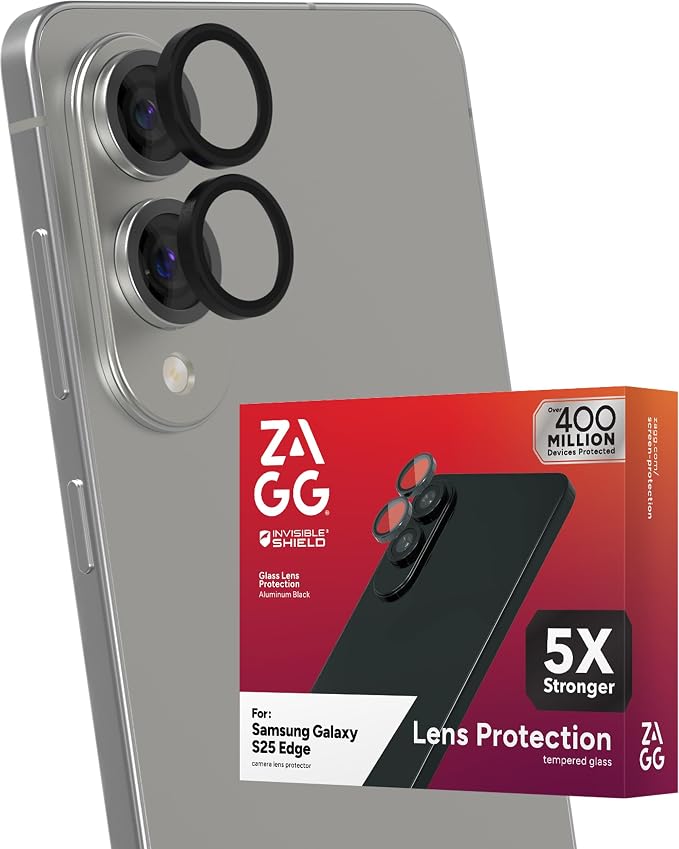 ZAGG Glass Elite Anti-Reflective Samsung Galaxy S25 Edge Camera Lens Protector – Anti-Glare Technology, Maximum Impact & Scratch Resistance, Smudge-Free Surface, Recycled Materials by ZAGG