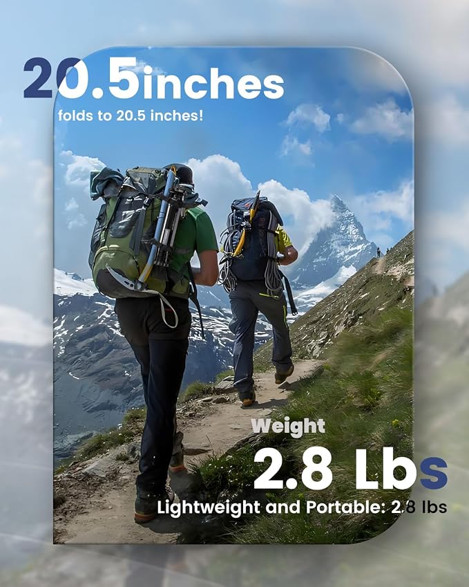 CAMBOFOTO 74″ Camera Tripod, Phone Tripod for iPhone Lightweight Tripod | 360° Pan Head Gunmetal Gray Heavy‐Duty Tripod Stand for DSLR & Mirrorless Cameras/Smartphones/GoPro, with Phone Mount - Image 4