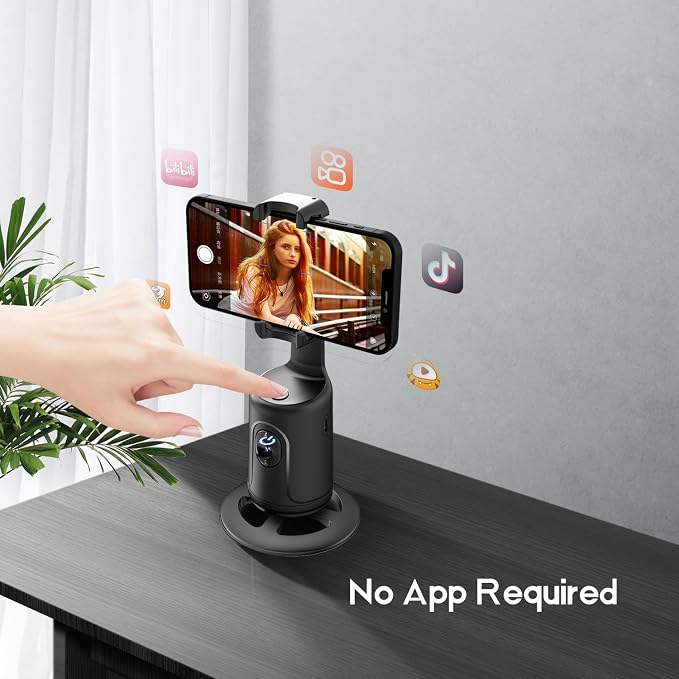 GREEN HOUSE Auto Face Tracking Phone Holder & Mount, GH-USTTA-BK | 360° Fast Rotation, Gimbal Stabilizer, Gesture Recognition, For Vlog, YouTube, TikTok, Influencer Content Creating - Image 9