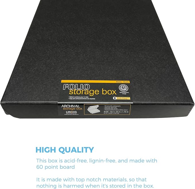 Lineco Clamshell Archival Storage Box, 16.5x20.5x1.75 In, Black, Pack of 2 | Acid-Free with Metal Edge Boxboard, Organize and Store Photos Documents Cards Negatives Magazine Prints Family Records DIY - Image 5