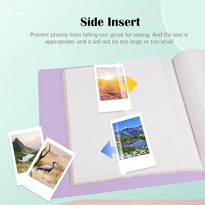 Veicevol 256-Pocket 2x3 Photo Album for Instax Mini and Polaroid, Purple | PU Leather Cover Keeps, Fits Instax Mini and Polaroid 2x3 Photos, Protects Travel, Wedding and Family Memories - Image 8