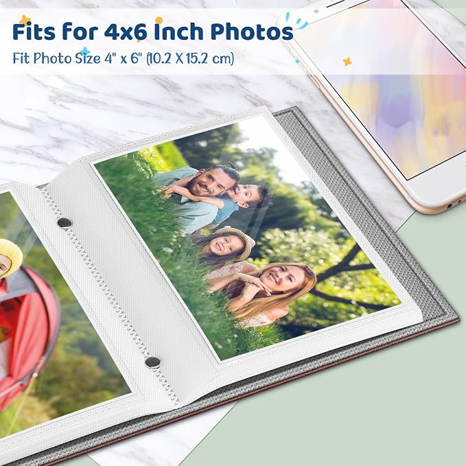 Fintie Photo Album 4x6 Photos - 52 Pockets Small Wallet Albums For Family | Vegan Leather Cover, 4X6 Picture Keepsakes, Family/Wedding/Travel Memory Book, Baby/Kids/Boys/Girls Gift, Vintage Brown - Image 2