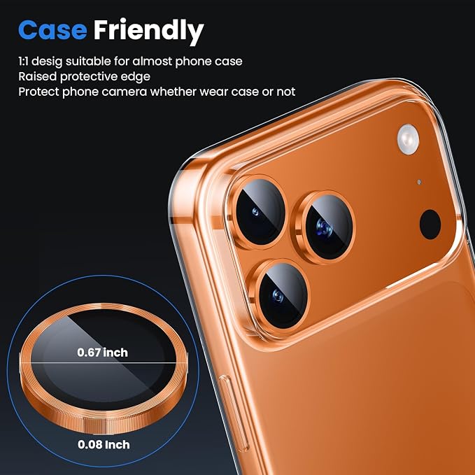 WSKEN for iPhone 17 Pro/iPhone 17 Pro Max Camera Lens Protector | Original Shooting Mode, Individual Metal Cover Film, Shatterproof HD Tempered Glass Camera Screen Protector, Cosmic Orange - Image 3