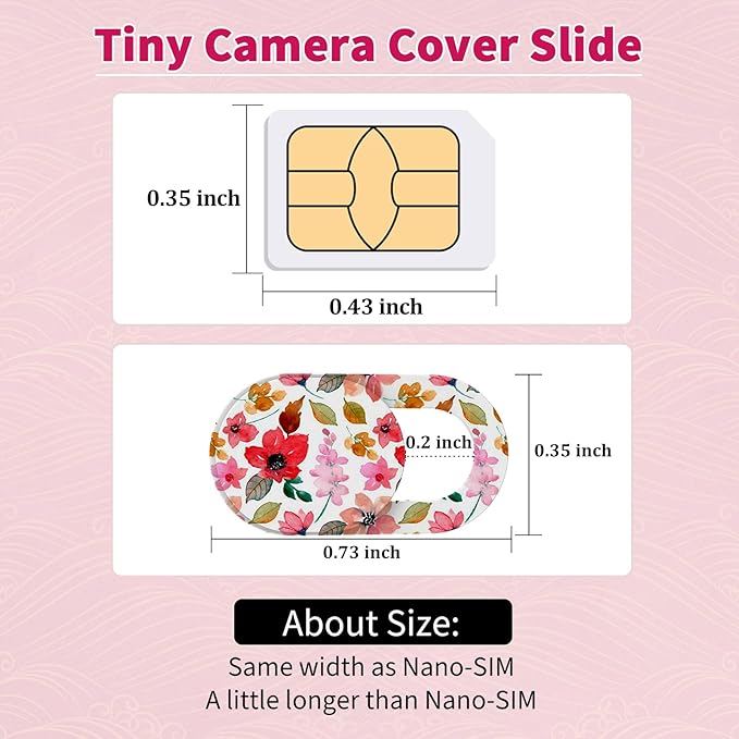 Yilador Laptop Camera Cover Slide Cute (6 Pack), Ultra Thin Webcam Cover for iPhone iPad MacBook Pro Computer iMac Cell Phone PC Accessories, 0.03" Camera Blocker Slider, Great for Privacy - Flowers - Image 3