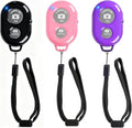 Cellphone Remote Shutter for Smartphones and Tablets, AOQIYUE Wireless Camera Remote Control Compatible with iPhone/Android Cellphone Wrist Strap Included (Black-Pink-Purple) by EszkozTA