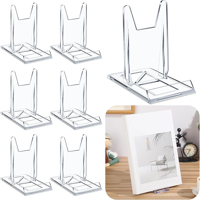 36 Pack Acrylic Book Stand for Display Adjustable, 4.2in H | Clear Display Holder Easel Collector Stand for Home Office, Back to School Comic Album CD Magazine Postcard Artworks - Image 8
