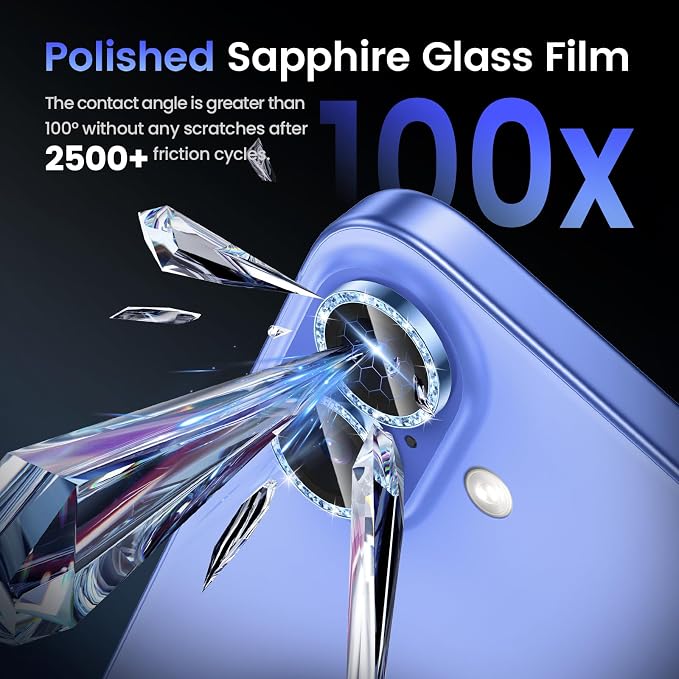 Tensea for iPhone 16/16 Plus Camera Lens Protector Bling, Camera Cover | 9H Tempered Glass Camera Screen Protector, Metal Individual Ring for iPhone16 6.1inch/ 16Plus 6.7inch, HD Clear, Easy Install - Image 5