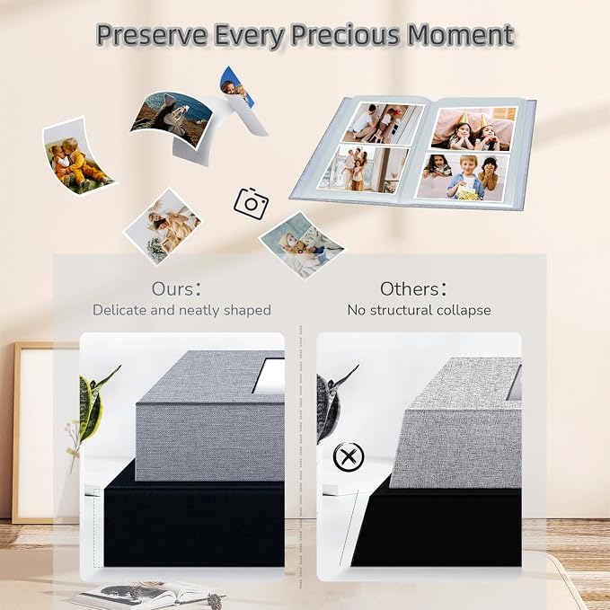 popotop Photo Album 4x6-200 Photos Photo Books with 200 Horizontal Pockets,Linen Cover Albums for Family Wedding Anniversary Baby Vacation Pictures - Image 5