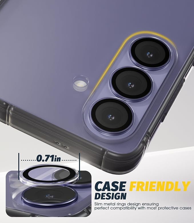 Orzero (2 Sets Camera Lens Protector for Samsung Galaxy S26 / S26 Plus, [EZ Install] [Case-Friendly] 9H Tempered Glass Lens Cover, Military-Grade Shockproof, HD Clarity Anti-Glare (Transparent) - Image 7