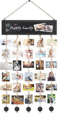 Bikoney Hanging Picture Frame Collage with Blackboard - Vintage Black | Rustic Wood Polaroid Board with 30 Clips, Photo Display for Wall Decor & Dorm Room, Perfect Graduation Gift Idea by Bikoney