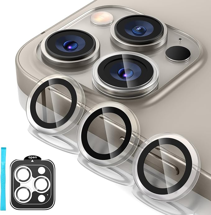 Tensea Camera Lens Protector Compatible for iPhone 17 Pro Max/17 Pro/15 Pro Max/15 Pro/16 Pro Max/16 Pro/14 Pro Max/14 Pro, Metal Tempered Glass Cover Camera Screen Protector Accessories,Case Friendly by Tensea