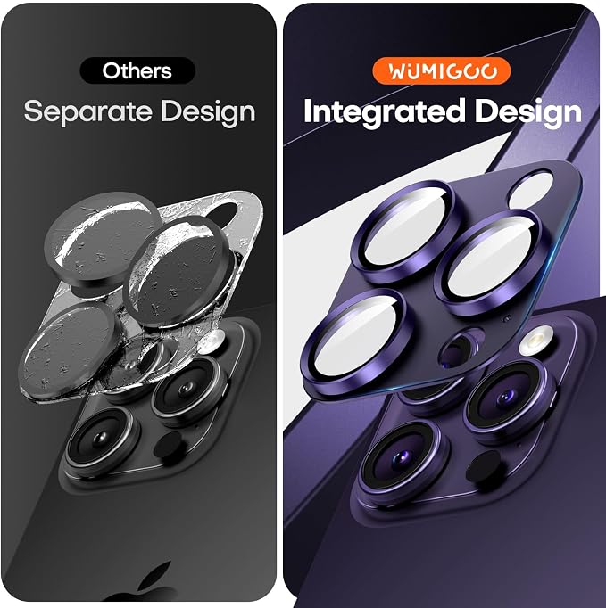 Camera Lens Protector for iPhone 16/15/14 Pro Max & 16/15/14 Pro | Deep Purple, Aluminum Alloy, 9H+ Glass Camera Cover, Nano Reinforced Adhesive, Anti-Drop, Anti-Scratch, Case Friendly - Image 2
