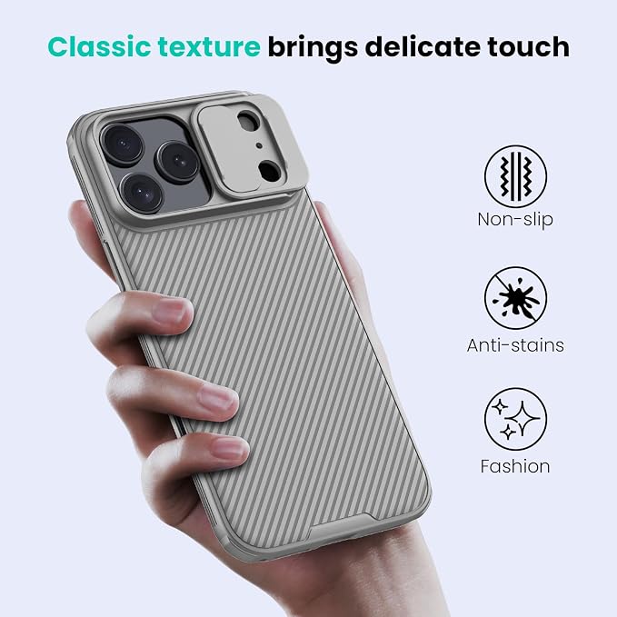 Nillkin for iPhone 17 Pro Case with Slide Camera Cover & Thin Slim Fit | Shockproof Protective | Protector Privacy | Phone Case Camera Lens Protector, Gray - Image 6