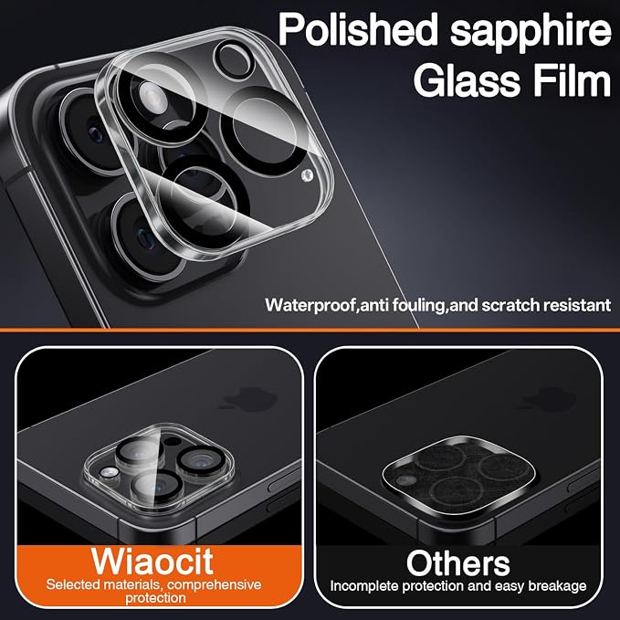 Wiaocit Camera Lens Protector for iPhone 16 Pro/iPhone 16 Pro Max | 3 Pack, 9H Tempered Glass , Ultra HD, Anti-Scratch, Case Friendly - Image 2