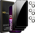 Romkasi 3 Pack Privacy Screen Protector for iPhone 13 6.1 Inch with 3 Pack Camera Lens Protector, Anti Spy Tempered Glass Film, Anti-Scratch, Touch Sensitive, Case Friendly by Unknown