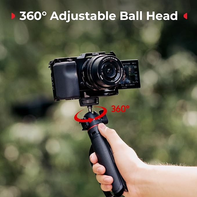 SMALLRIG Small Camera Tripod Selfie Stick, Extendable 8"-15" Mini Handheld Carabiner Tripod with Mantis Hook, 360° Ball Head, Cold Shoe Mount, 1/4"-20 Screw for DSLR, Adapter for DJI, for GoPro - 5285 | Carabiner with Mantis Hook, 360° Ball Head, Cold ... - Image 4