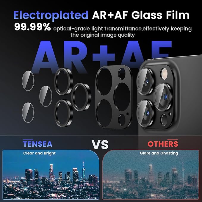 Tensea for iPhone 16 Pro Max/16 Pro/14 Pro Max/14 Pro Camera Lens Protector | Metal Aluminum Alloy Tempered Glass Cover Camera Screen Protector Accessories, Case Friendly - Image 3