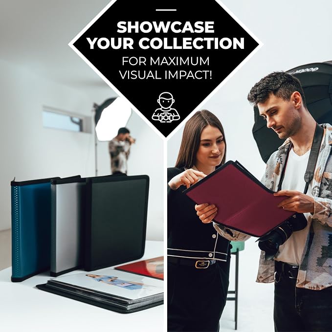Dunwell 8x10 Photo Album & Art Portfolio Book, 24 Sleeves, Ruby | Displays 48 Pages, 24 Clear Sleeves, Black Mounting Paper, Organizer for 8x10 Photos - Image 4