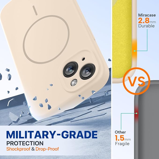 miracase Compatible with iPhone 15 Case, [Soft Anti-Scratch Microfiber Lining], Liquid Silicone Case Gel Rubber Shockproof Drop Protection Phone Case for iPhone 15, Sand - Image 2