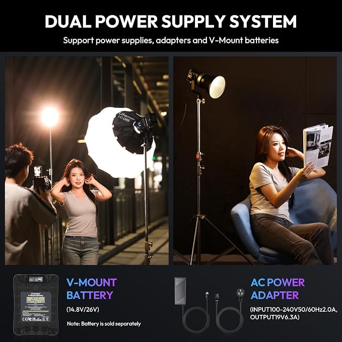 ULANZI 120W RGB Video Light COB LED Photography Lighting with Adapter & APP | 2700K-6500K 27000lux/m CRI95+ 20 Scenes Wireless Bowens Mount Continuous Output Lighting for Studio Video Recording,Filming - Image 6