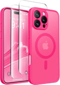 CAPRARO for iPhone 16 Pro Max Case, Compatible with MagSafe Hot Pink | Upgraded [Full Camera Protection] Protective Translucent Matte Women Girl Magnetic Phone Case Cover, Hot Pink by CAPRARO