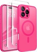 CAPRARO for iPhone 16 Pro Case, Compatible with MagSafe Hot Pink | Upgraded [Full Camera Protection] Protective Translucent Matte Women Girl Magnetic Phone Case Cover, Hot Pink by CAPRARO