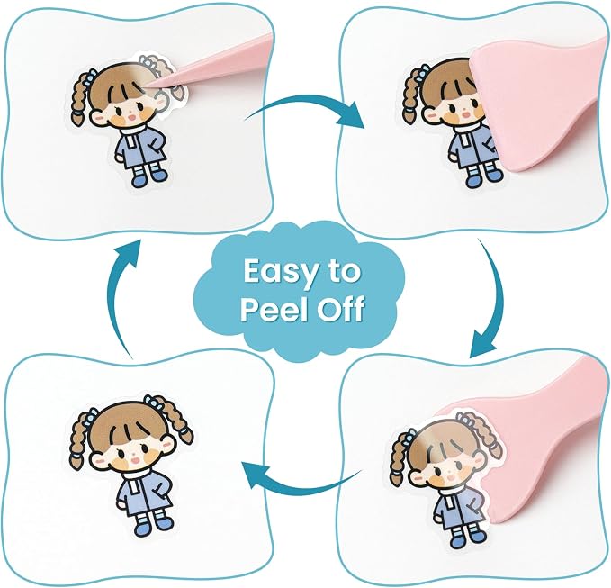 Reusable Sticker Book Collecting,A5 Binder Album Storage Organizer with Blank Release Paper and Pocket for Adult Kids,Cartoon Leather Binder Cover & Magnetic Buckle Closure(Blue) - Image 6