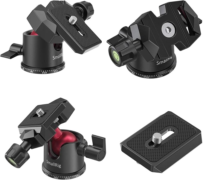 SmallRig Mini Ball Head with 360° Panoramic & Quick Release Plate - BUT2665 | with 1/4" Screw & 3/8" Thread Mount, Metal Ball Joint, Max Load 4.4lbs/2kg, Works for DSLR/for GoPro/Monopod/for Phone - Image 7