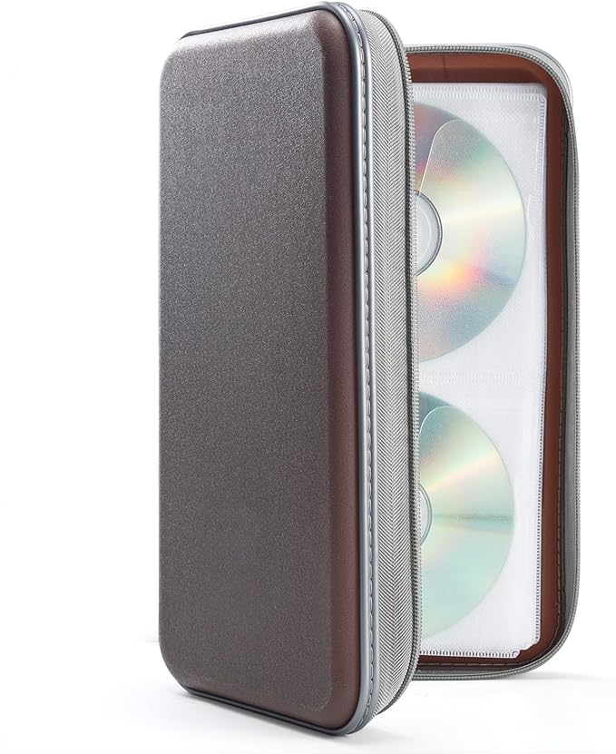 UENTIP CD Case,96 Capacity Hard Plastic DVD Case Holder for Car Home Travel | CD DVD Storage,Zipper Closure,Scratch-Resistant Sleeves,Stay Away Dust and Damp,Storage Music Video Gaming Discs Blu-ray by UENTIP