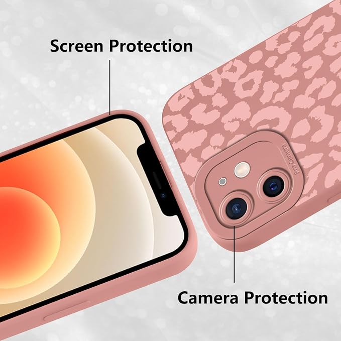 Cute Pink Cheetah Print Phone Case for iPhone 12 6.1" | Aesthetic Leopard Pattern Design Cover Full Camera Lens Protective Shockproof Soft Slim TPU Funda for Women Girls - Image 5