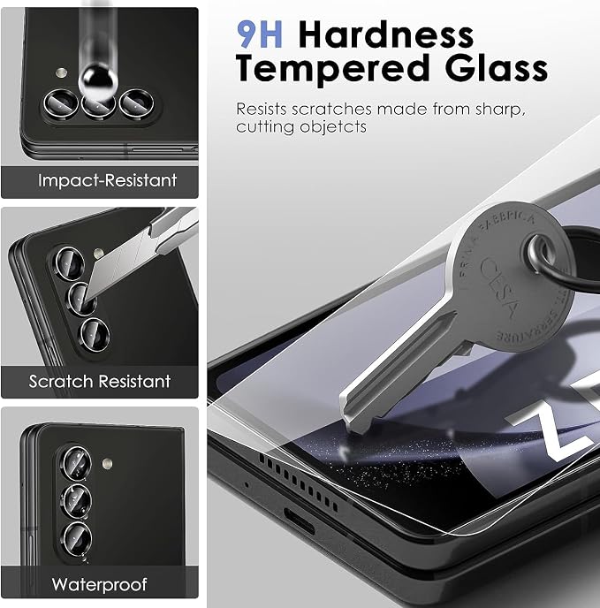 Fotbor [3+3+3Pack] for Samsung Galaxy Z Fold 5 screen Protector, Inner Screen Flexible Film + Back Screen Protector Tempered Glass + [1 Set] Camera Lens Protector, Z Fold 5 Accessories(Clear, Z Fold 5) - Image 6