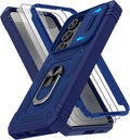 Gritup for Galaxy S24 Case: Samsung Galaxy S24 Case with Screen Protector*2 | Magnetic Stand & Slide Camera Cover | Shock Proof Military-Grade para S 24 Cover -Blue by Gritup