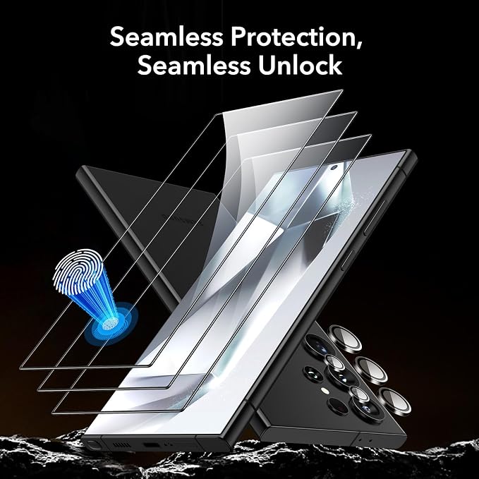 ESR 3+1 Pack for Samsung Galaxy S24 Ultra Screen Protector, Align Frame | Military Grade Shatterproof, 9H Tempered Glass, Full-Coverage Protection, Easy Installation Tool, with Camera Lens Protector - Image 2