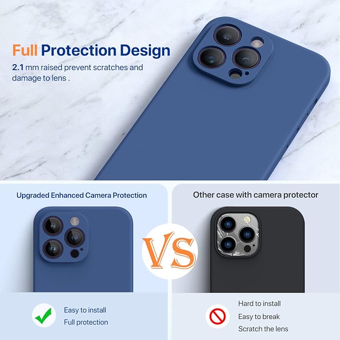 Miracase Silicone for iPhone 14 Pro Case, Glass Blue | Soft Anti-Scratch Microfiber Lining, Premium Silicone Cover Shockproof Drop Protection Phone Case for 14 Pro - Image 8