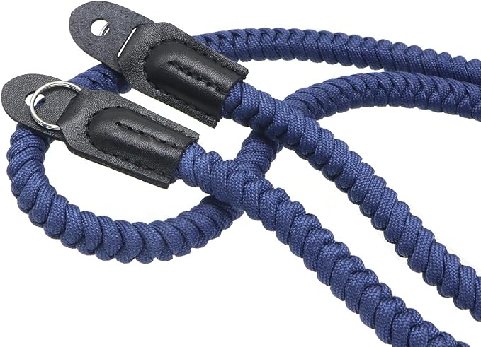 Paracord Woven Camera Neck Shoulder Strap Belt Hand Compatible with Canon Nikon Sony Olympus Pentax Fujifilm Panasonic SLR DSLR Digital Mirrorless Cameras 42inch Navy Blue - Image 3