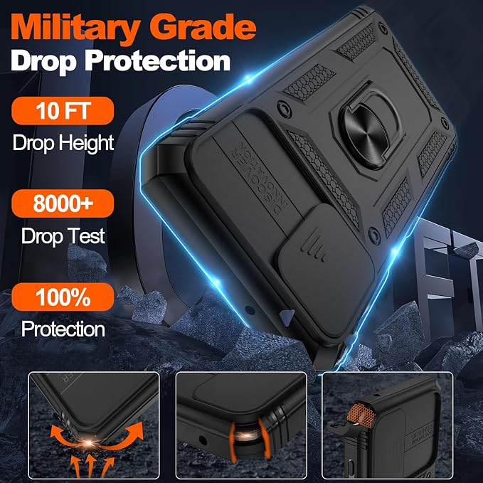 Gritup for Galaxy A32 5G Case Military-Grade Shockproof with Kickstand | with 2 PCS Screen Protector, Slide Camera Cover, Heavy Duty Outdoor Protection Full Body Funda para Galaxy A 32 Cover-Black - Image 2